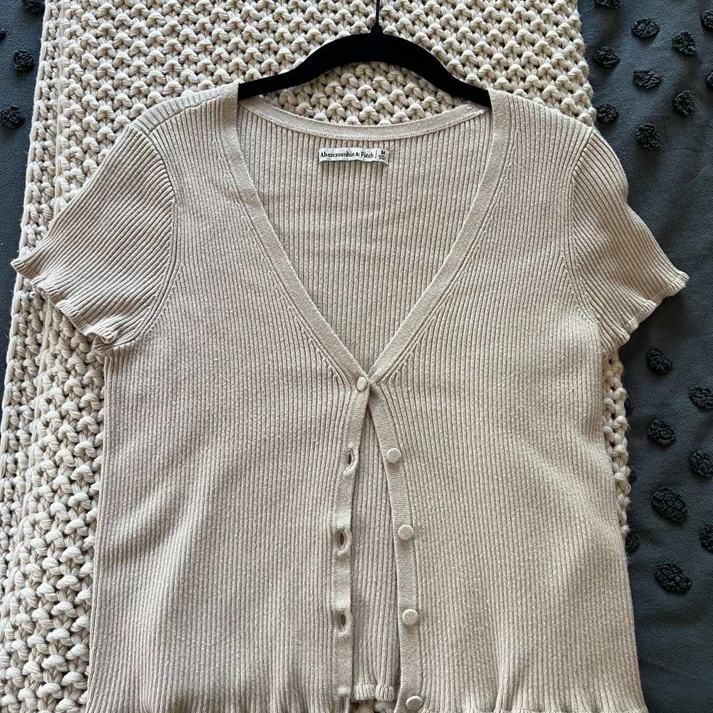 Abercrombie & Fitch Beige Ribbed Cardigan